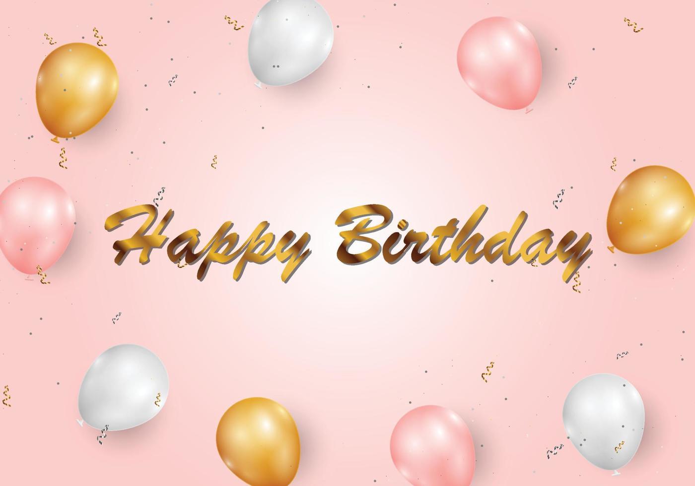Happy birthday congratulation banner with different balloon and glitter conffetti background. Abstract banner background. vector