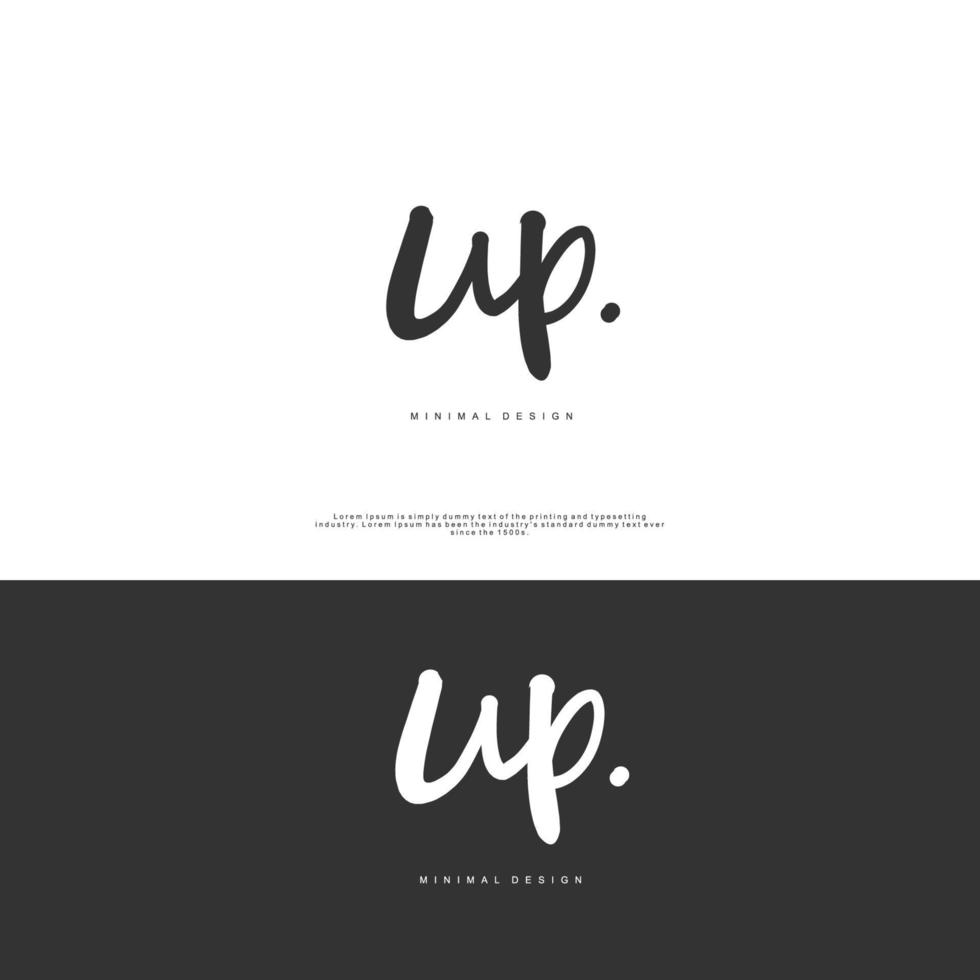 UP Initial handwriting or handwritten logo for identity. Logo with signature and hand drawn style. vector