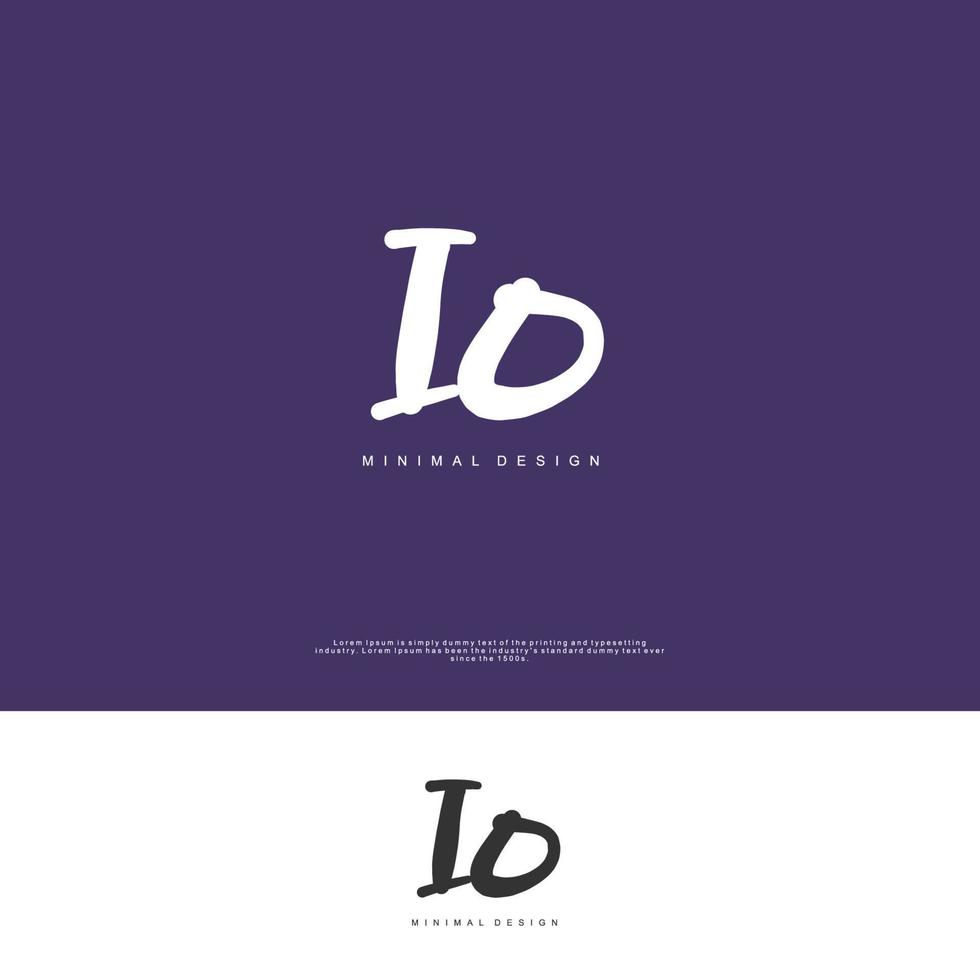 IO Initial handwriting or handwritten logo for identity. Logo with signature and hand drawn style. vector