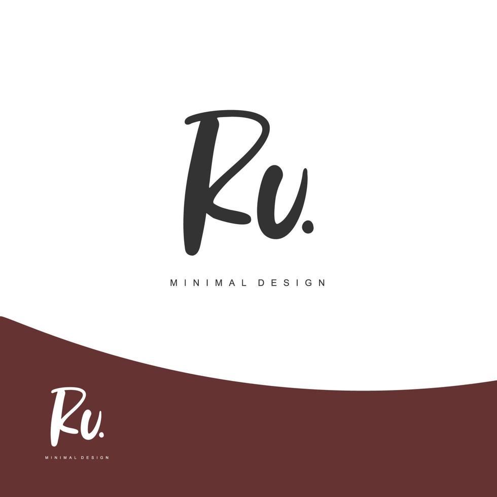 RU Initial handwriting or handwritten logo for identity. Logo with signature and hand drawn style. vector