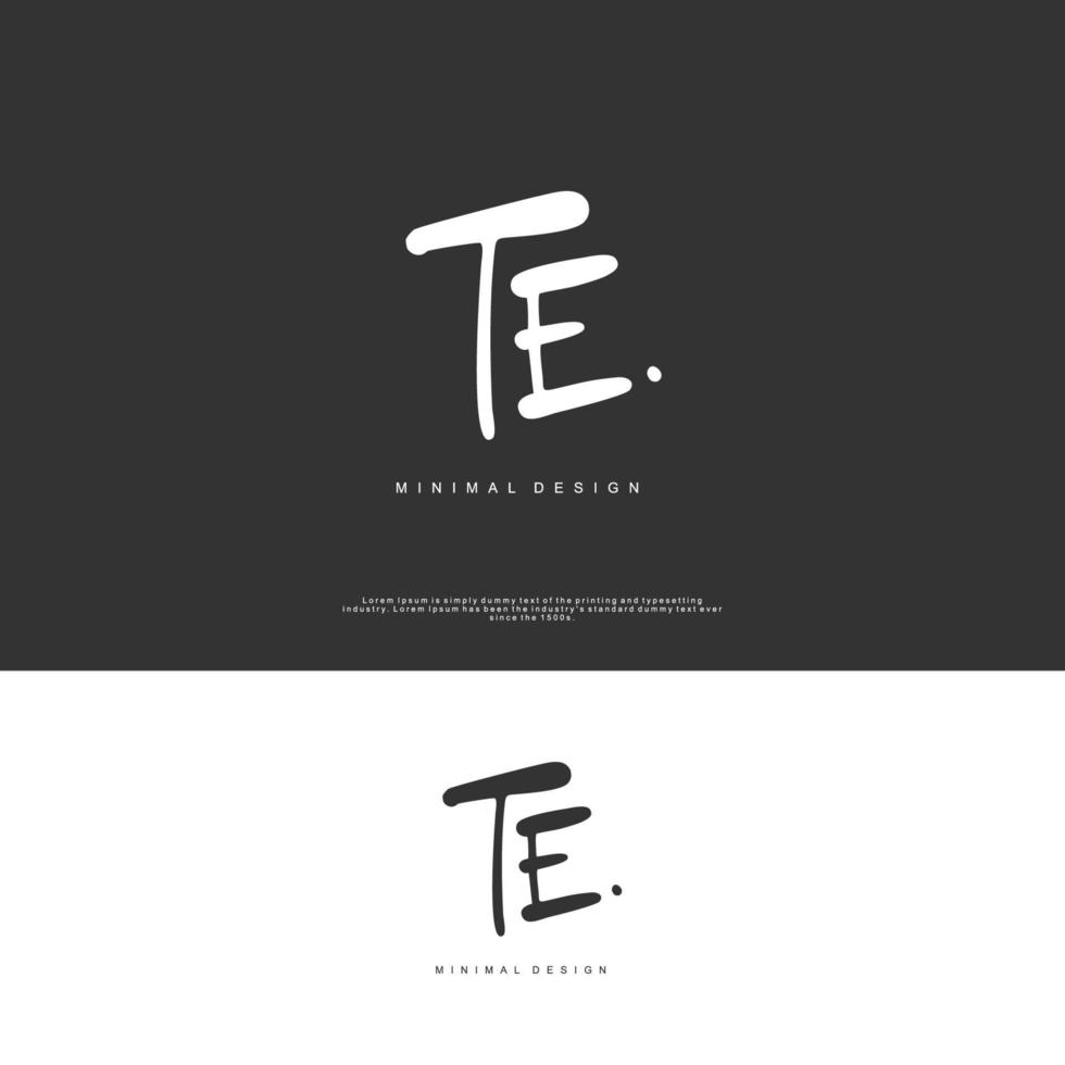 TE Initial handwriting or handwritten logo for identity. Logo with signature and hand drawn style. vector