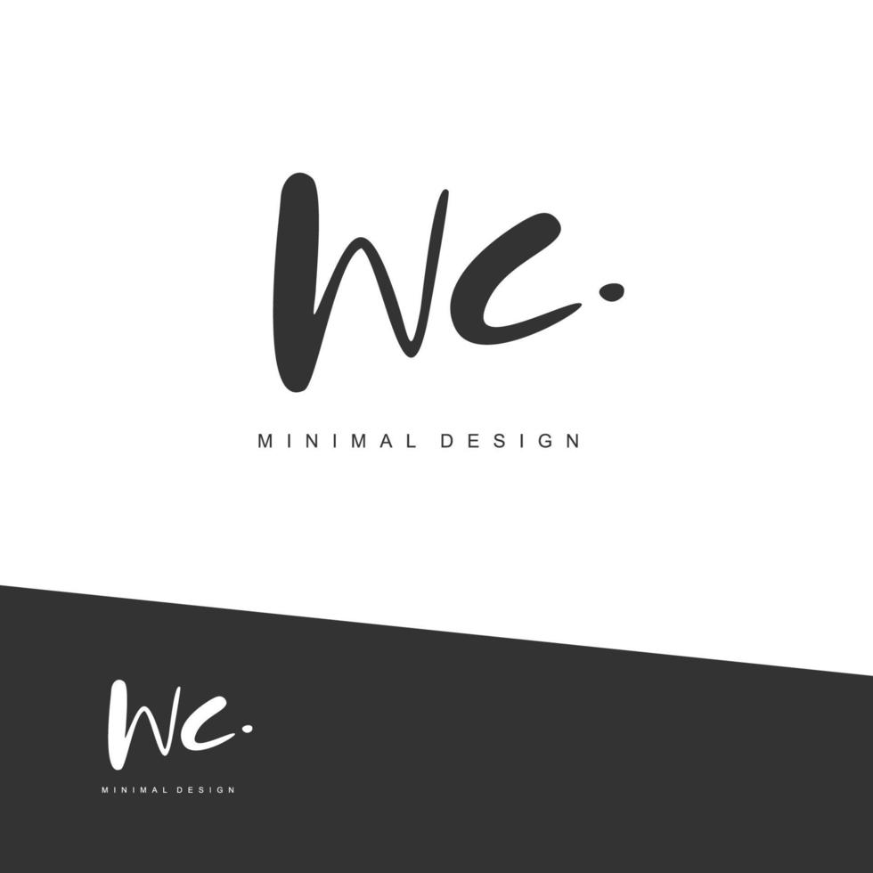 WC Initial handwriting or handwritten logo for identity. Logo with signature and hand drawn style. vector