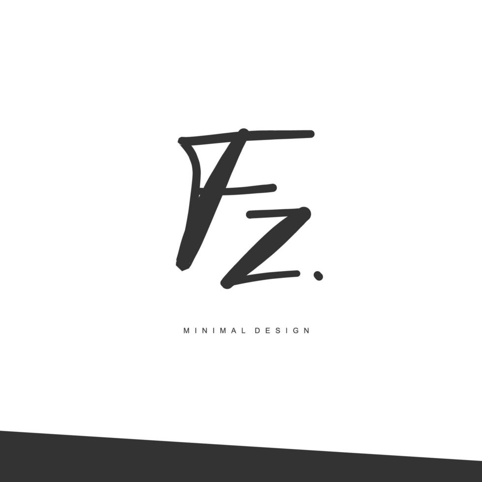 FZ Initial handwriting or handwritten logo for identity. Logo with signature and hand drawn style. vector