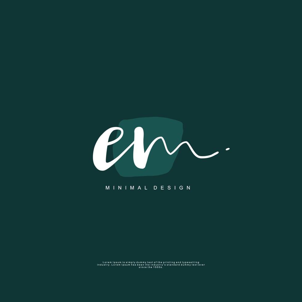 EM Initial handwriting or handwritten logo for identity. Logo with signature and hand drawn style. vector