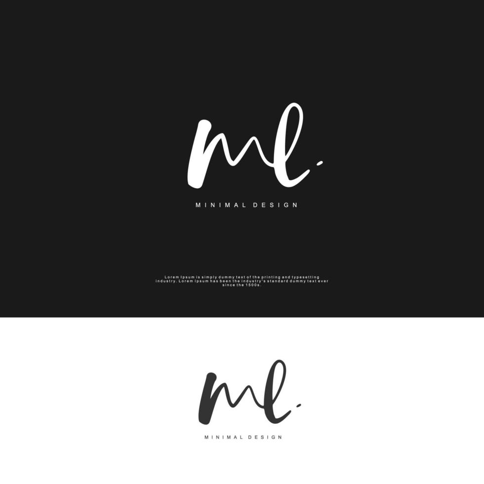 ML Initial handwriting or handwritten logo for identity. Logo with signature and hand drawn style. vector