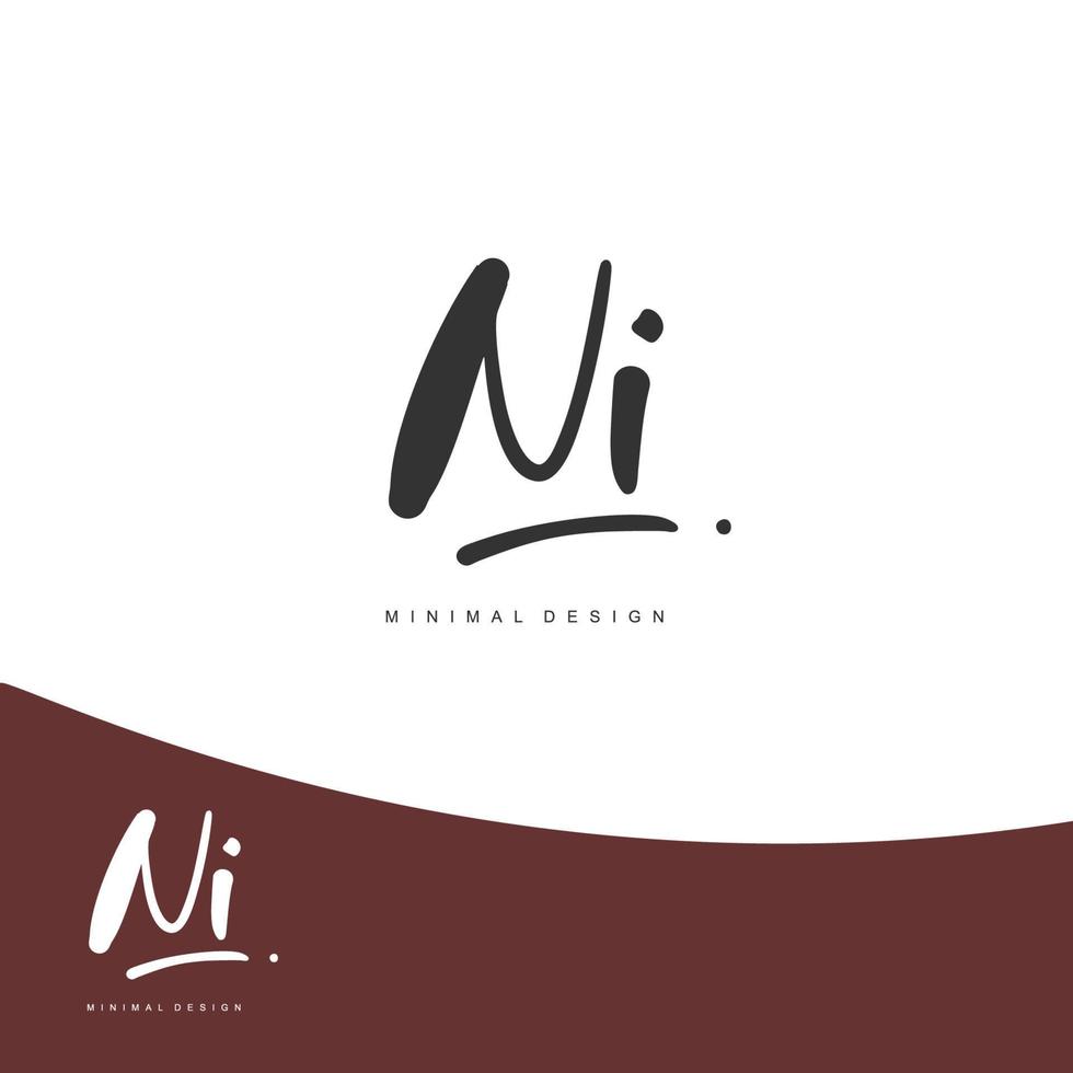 NI Initial handwriting or handwritten logo for identity. Logo with signature and hand drawn style. vector