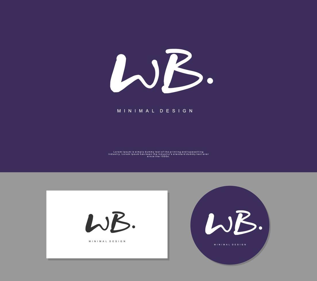 WB Initial handwriting or handwritten logo for identity. Logo with signature and hand drawn style. vector