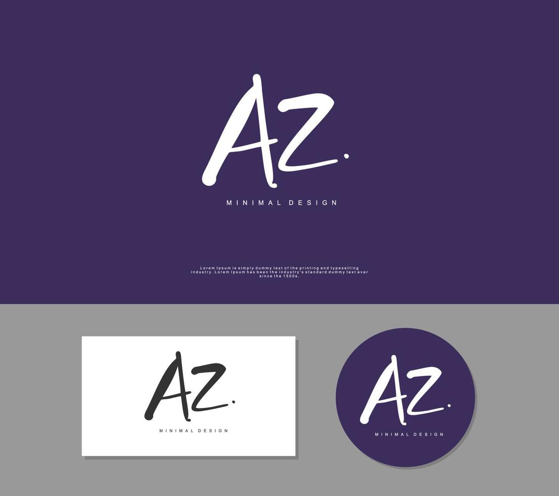 AZ Initial handwriting or handwritten logo for identity. Logo with signature and hand drawn style. vector