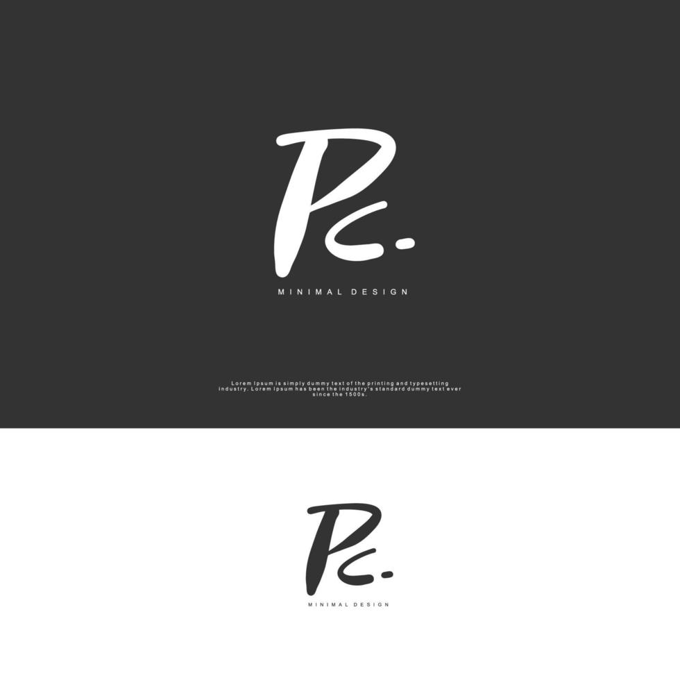 PC Initial handwriting or handwritten logo for identity. Logo with signature and hand drawn style. vector