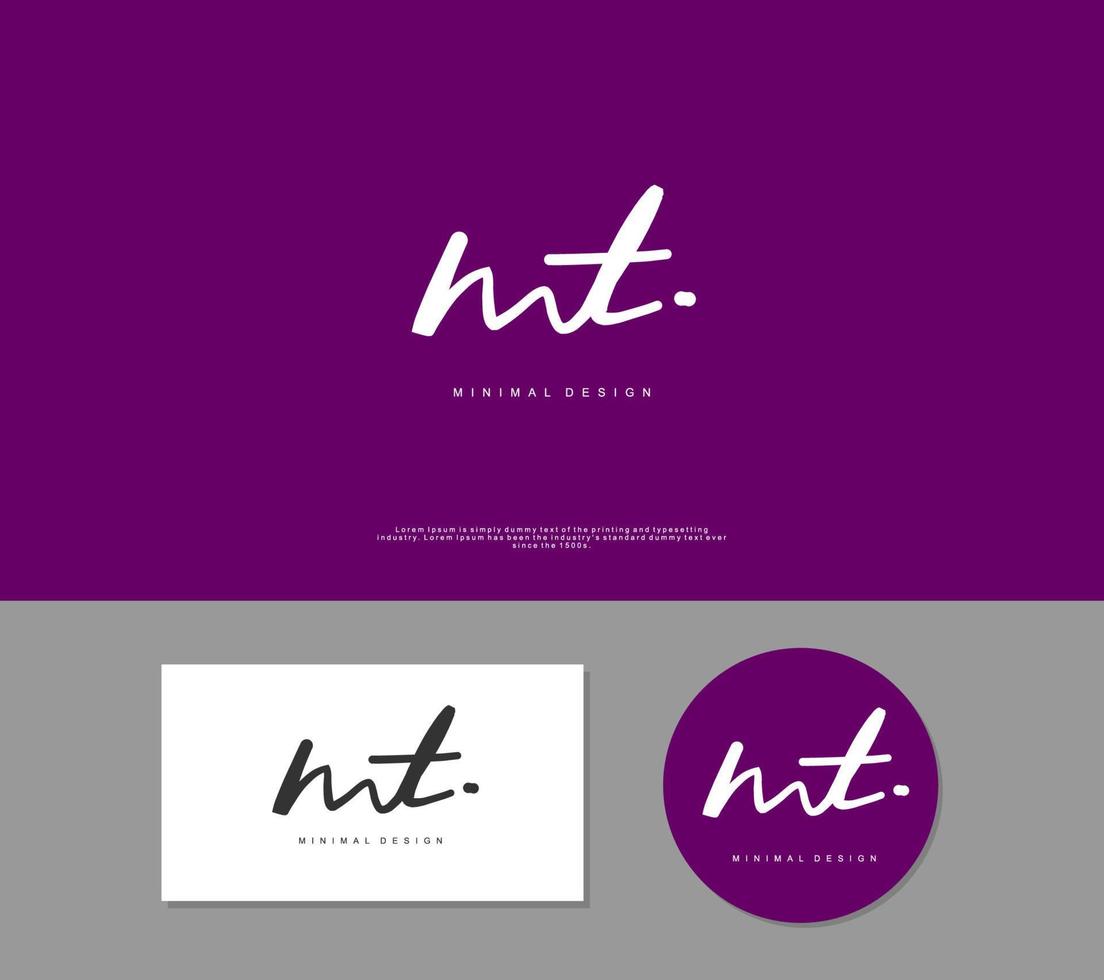 MT Initial handwriting or handwritten logo for identity. Logo with signature and hand drawn style. vector