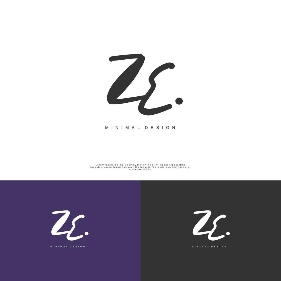 ZE Initial handwriting or handwritten logo for identity. Logo with signature and hand drawn style. vector
