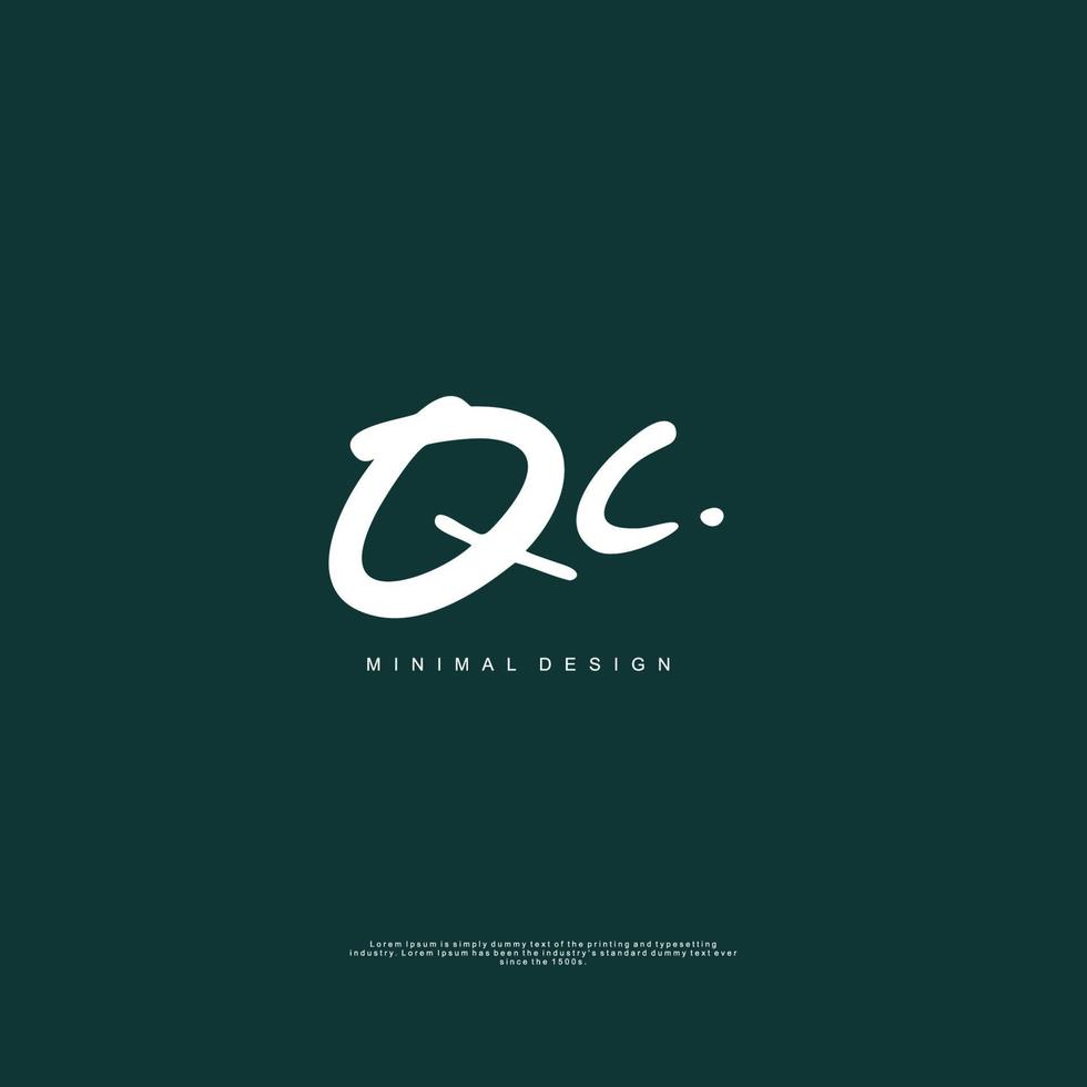 QC Initial handwriting or handwritten logo for identity. Logo with signature and hand drawn style. vector