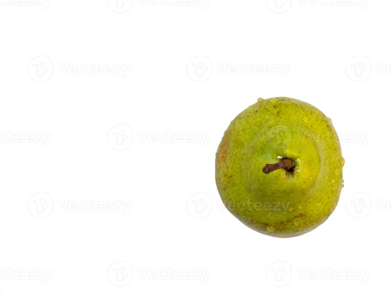 Pear Pakham on a white background. Juicy fruit. A fragrant variety of pears. photo