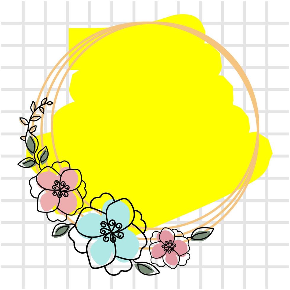 wedding frame with flower watercolor vector