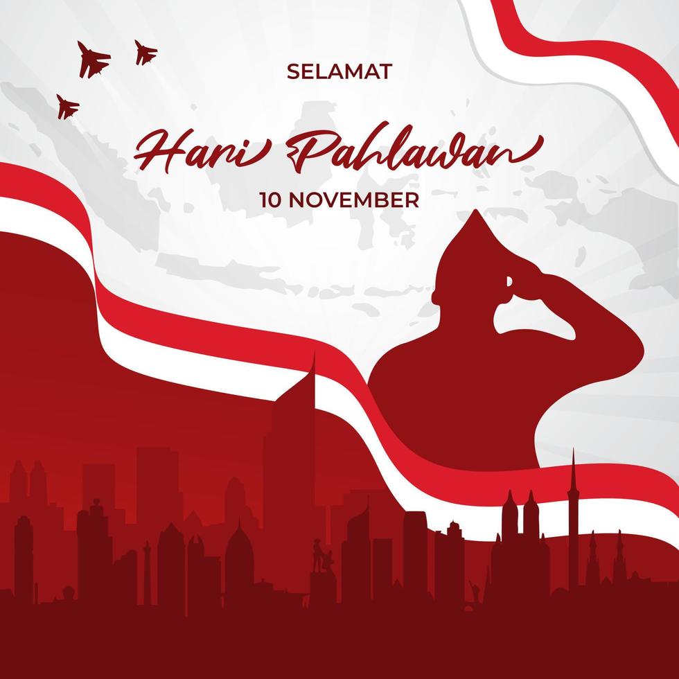 diseño de fondo del día de los héroes nacionales indonesios 10 de noviembre. hari pahlawan indonesia nacional vector