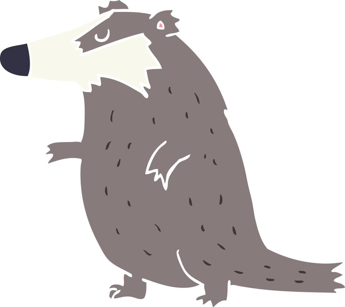 flat color style cartoon badger vector