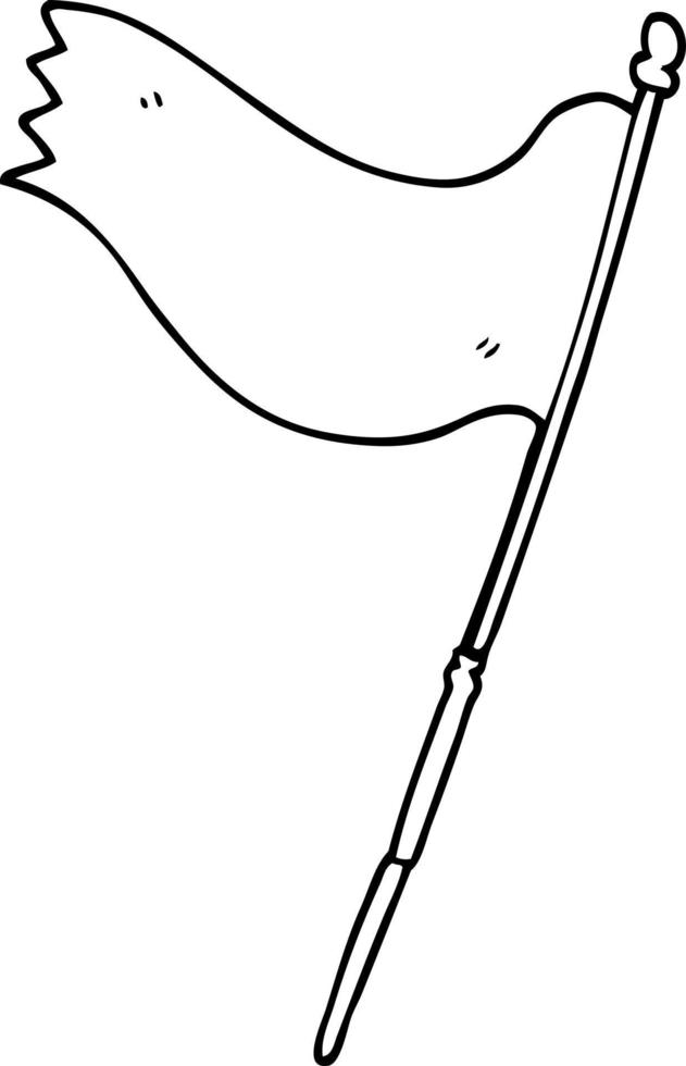 line drawing cartoon of a blue flag vector