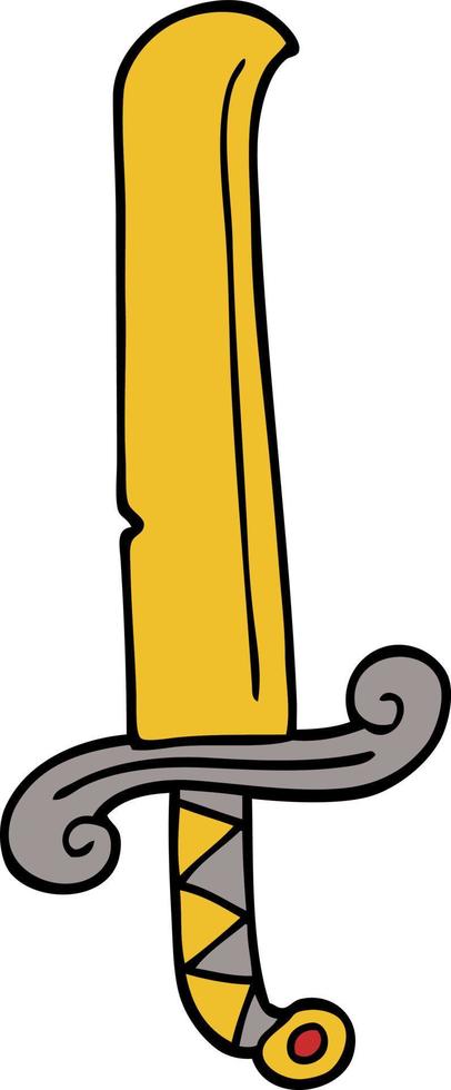 cartoon doodle ancient sword vector