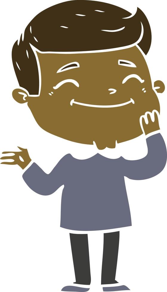 happy flat color style cartoon man vector
