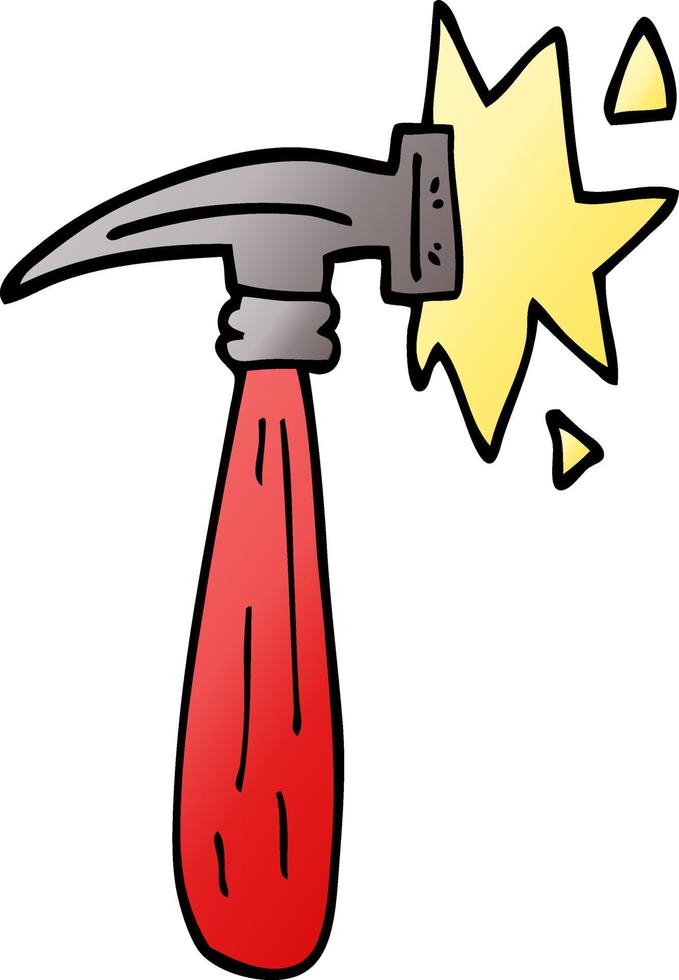cartoon doodle hammer banging vector