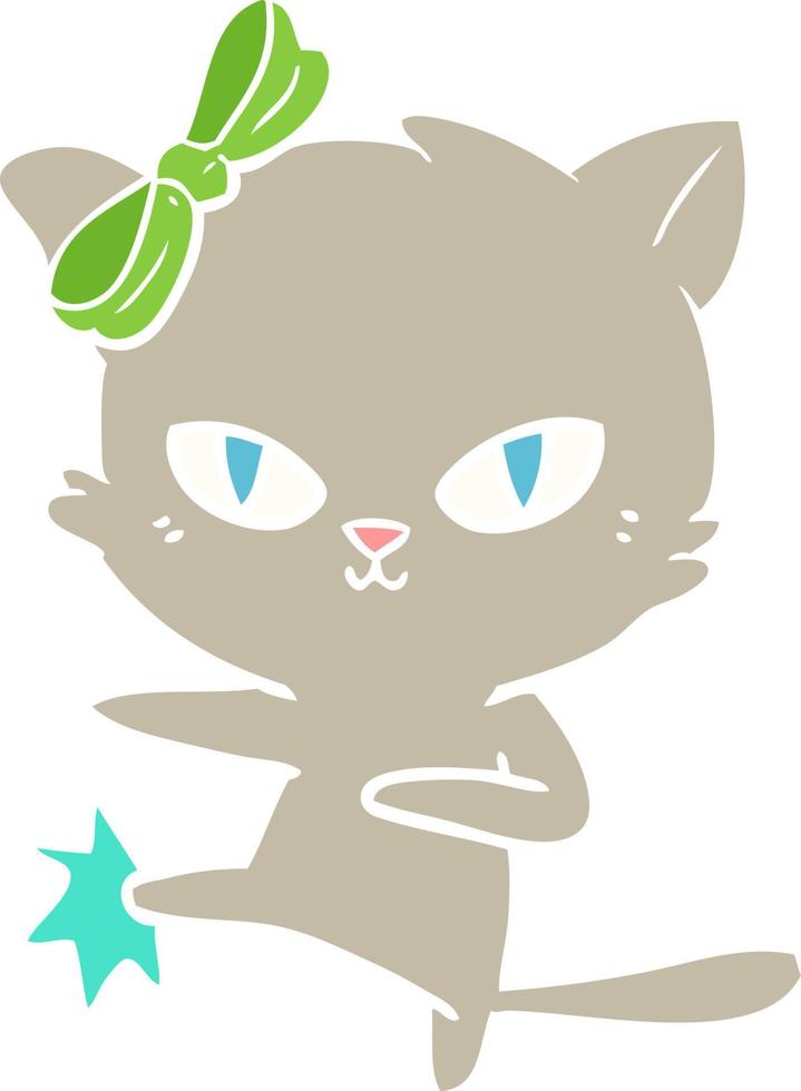 cute flat color style cartoon cat vector