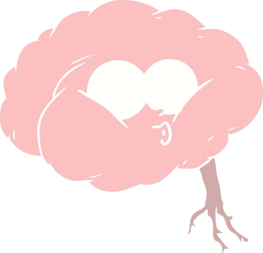 flat color style cartoon impressed brain vector