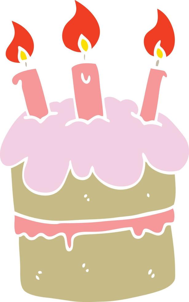 pastel de cumpleaños de dibujos animados de estilo de color plano vector