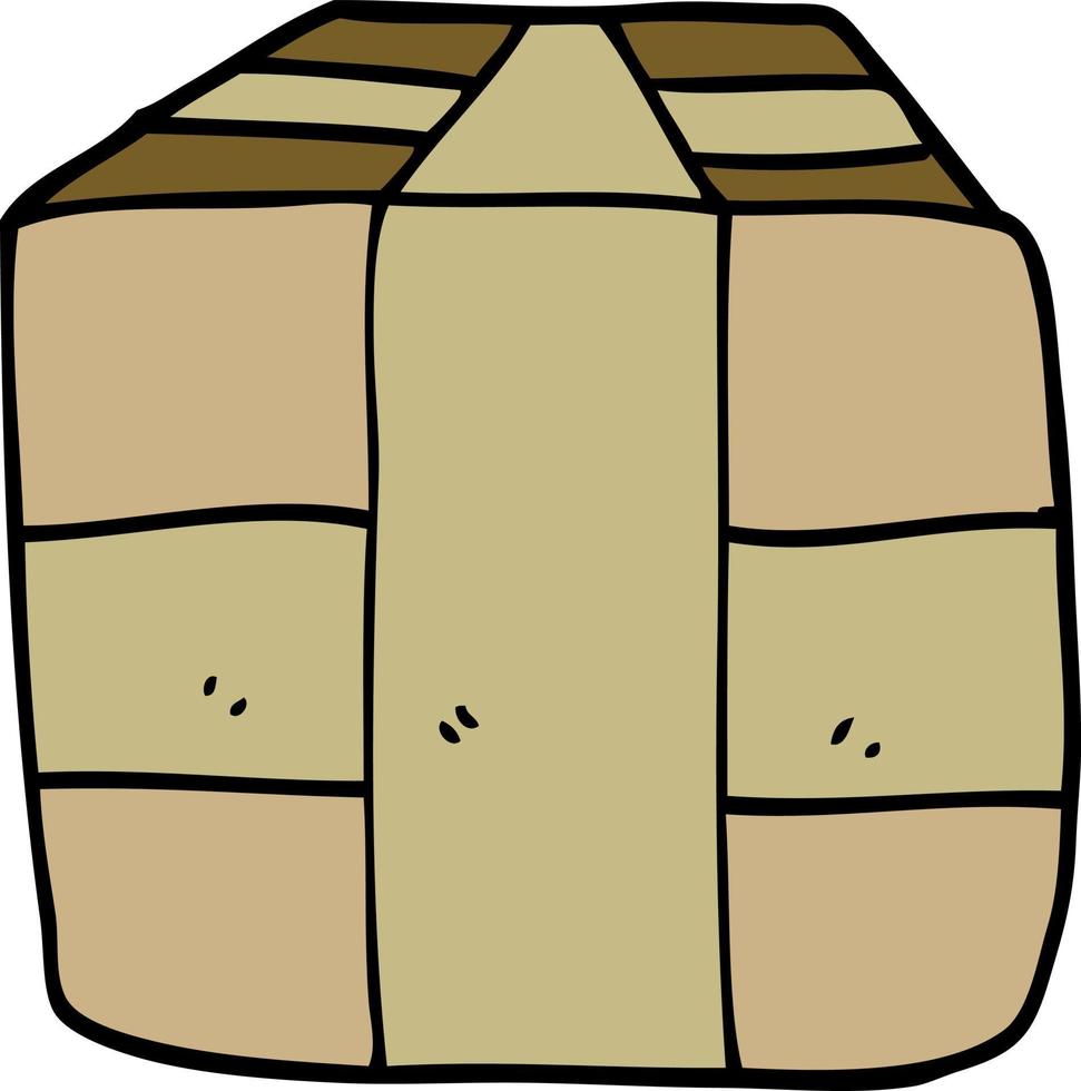 cartoon doodle package wrapped in brown paper vector
