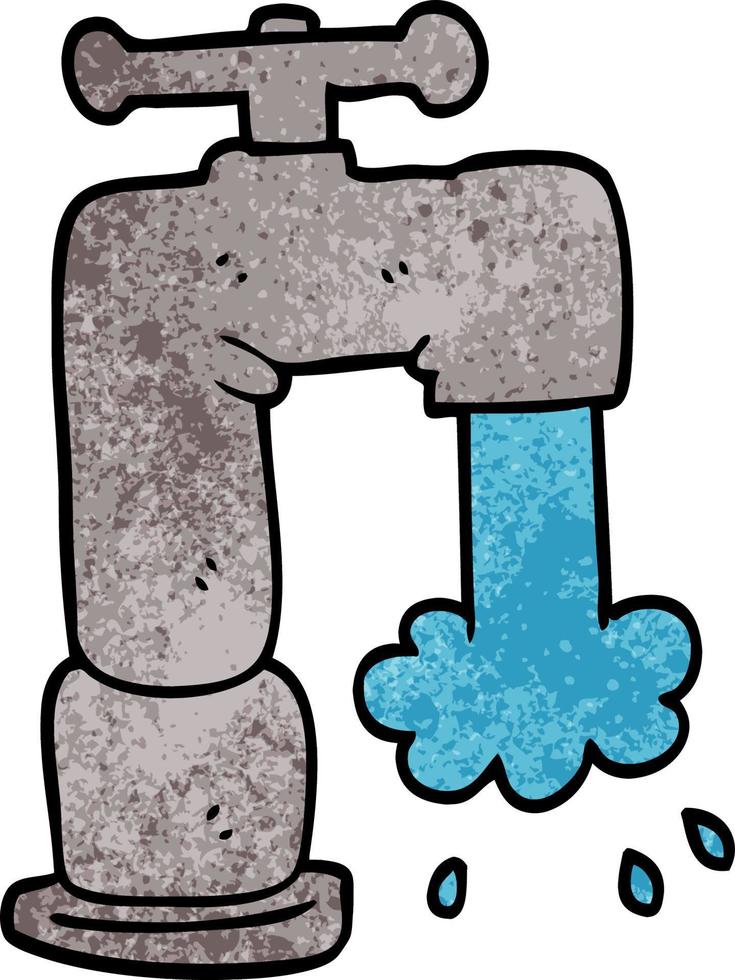 cartoon doodle running faucet vector