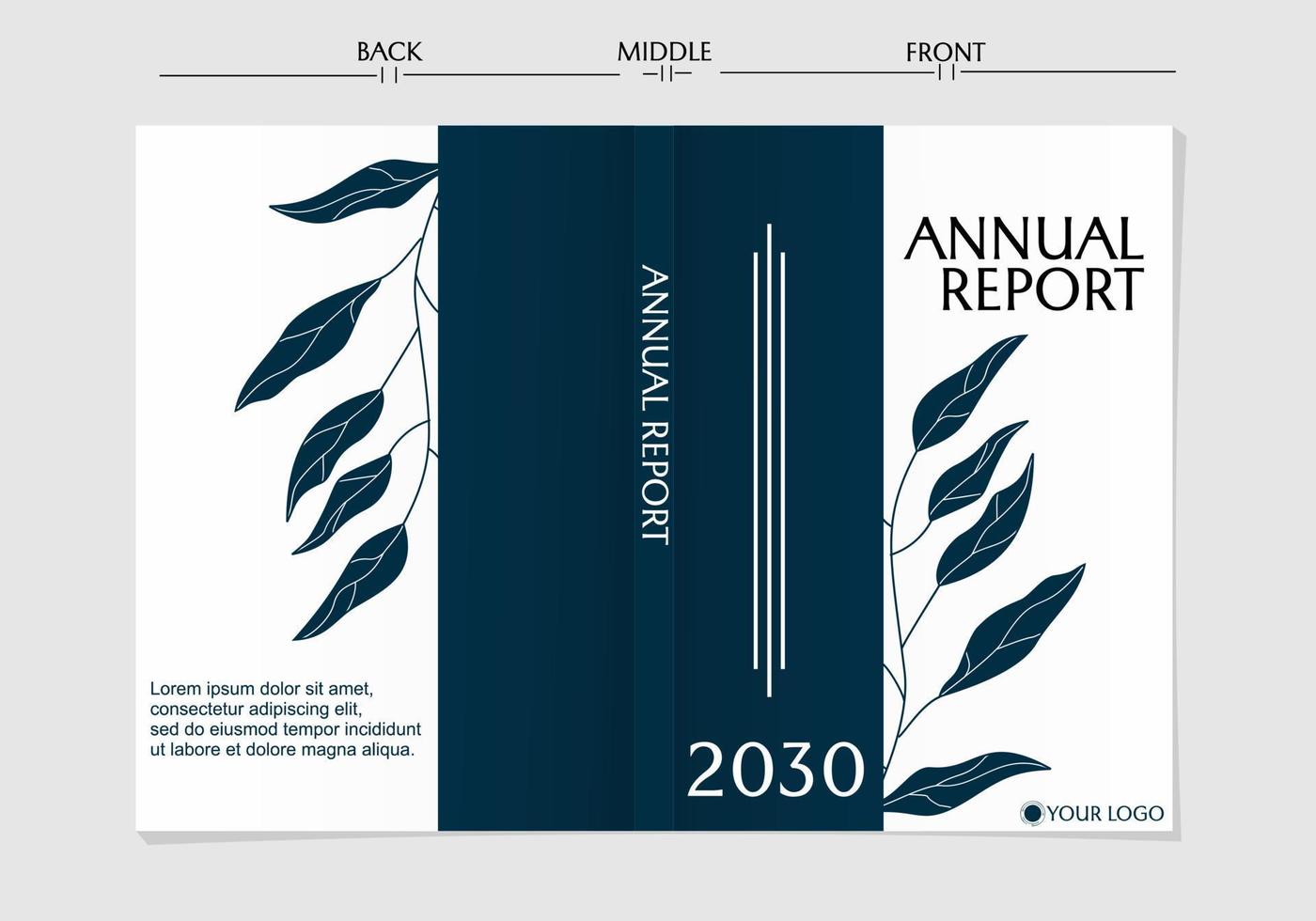 Corporate Book Cover Design Template in A4. design with botanical elements. can use to Brochure, Annual Report, Magazine, Flyer,Poster, Business Presentation, Portfolio, Banner, Website. vector