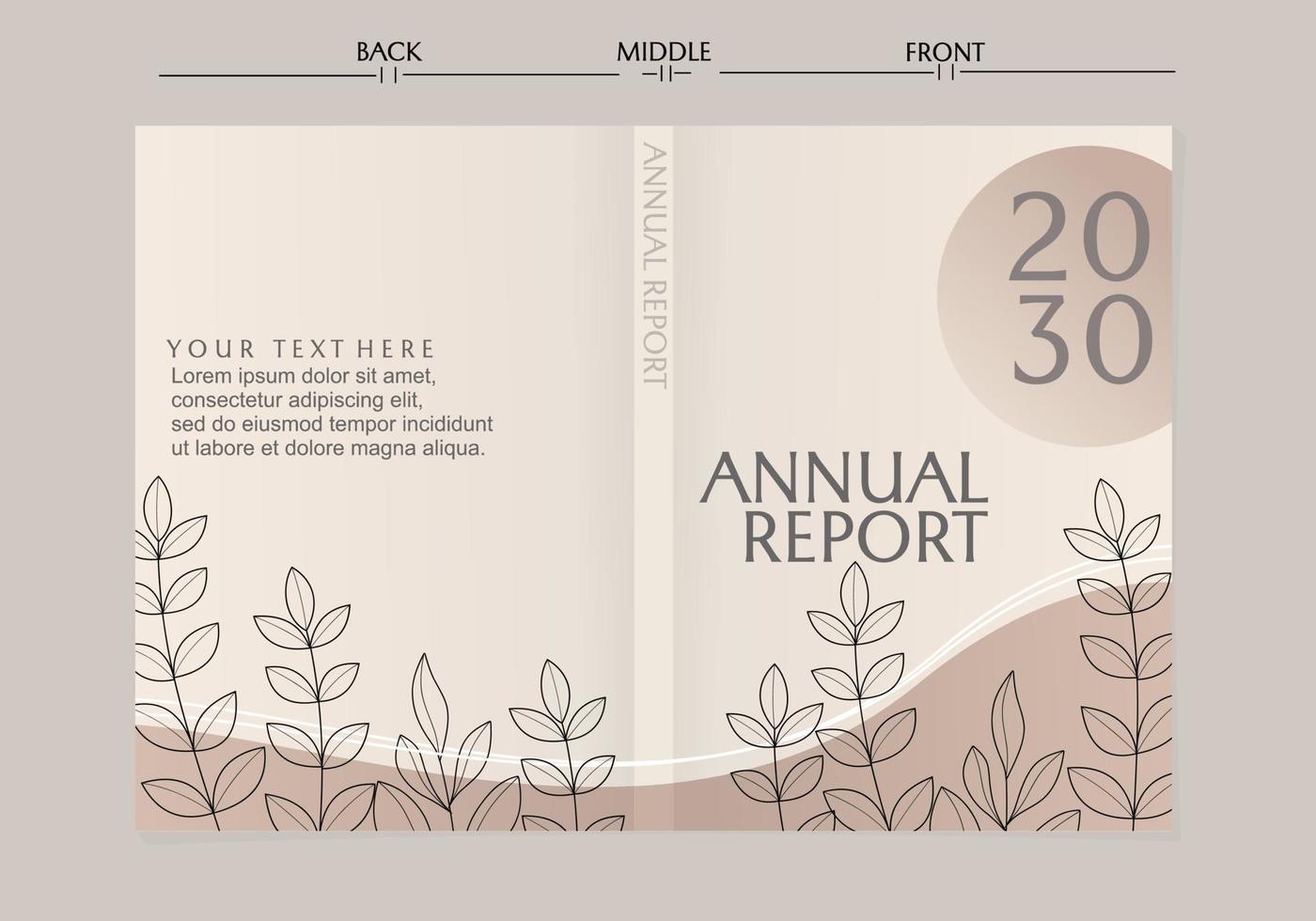 Corporate Book Cover Design Template in A4. design with botanical elements. can use to Brochure, Annual Report, Magazine, Flyer,Poster, Business Presentation, Portfolio, Banner, Website. vector
