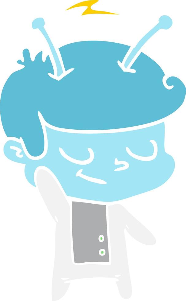 friendly flat color style cartoon spaceman vector