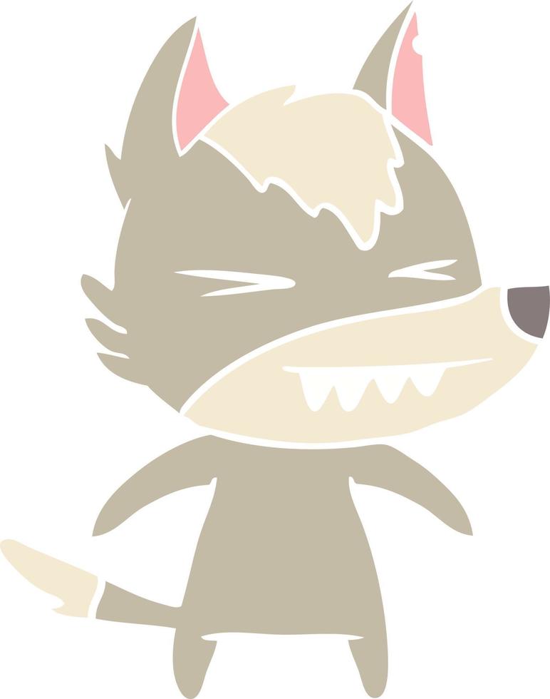 angry wolf flat color style cartoon vector