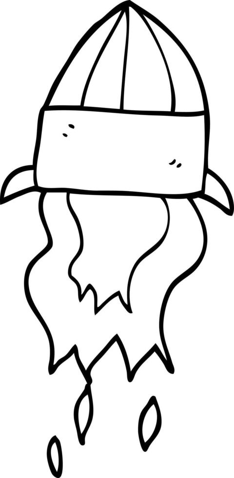 line drawing cartoon rocket launch vector