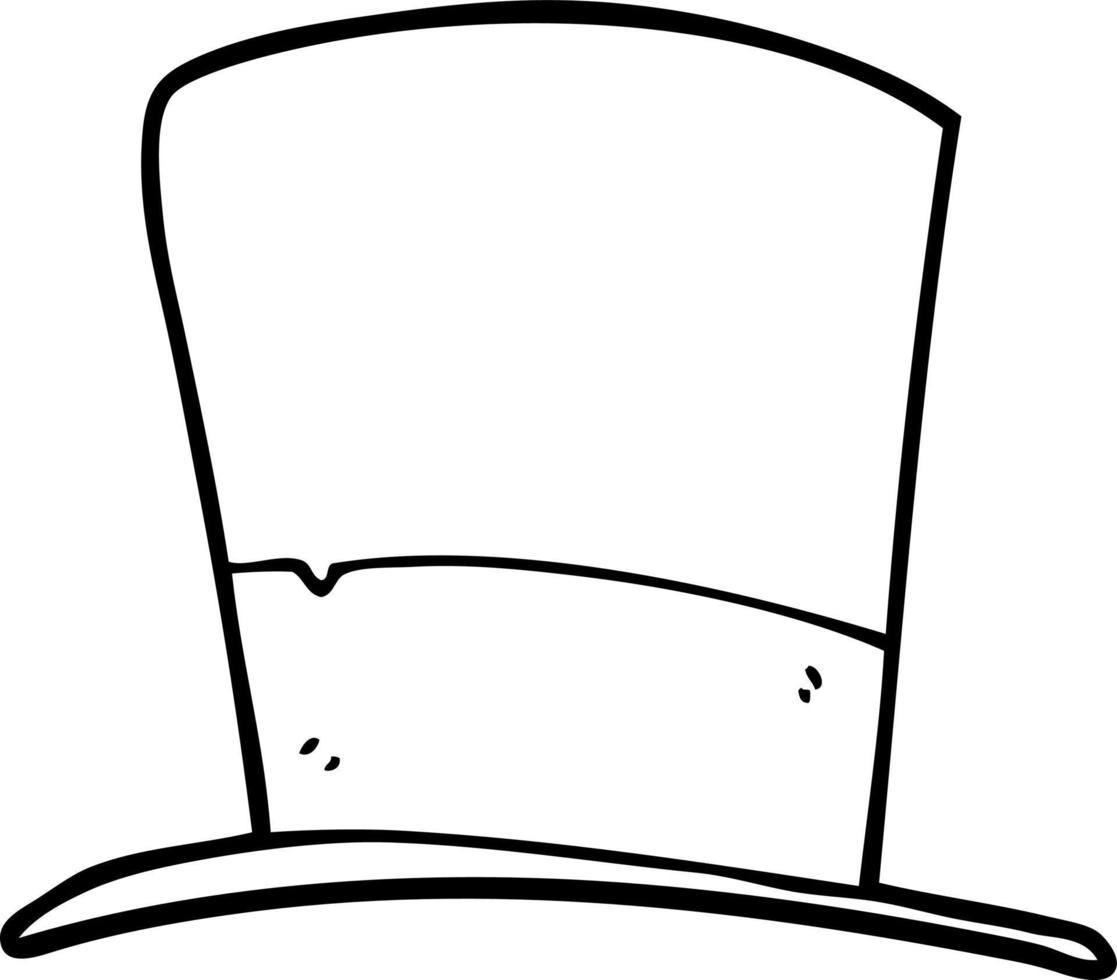 line drawing cartoon top hat vector