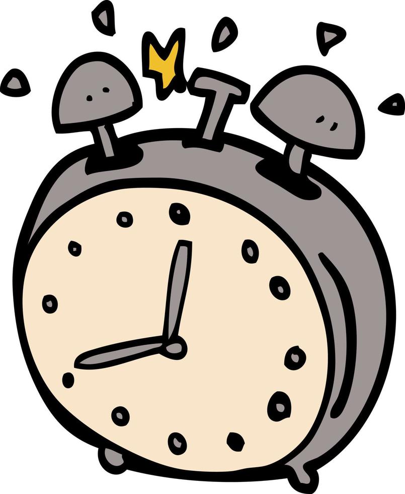 cartoon doodle alarm clock vector