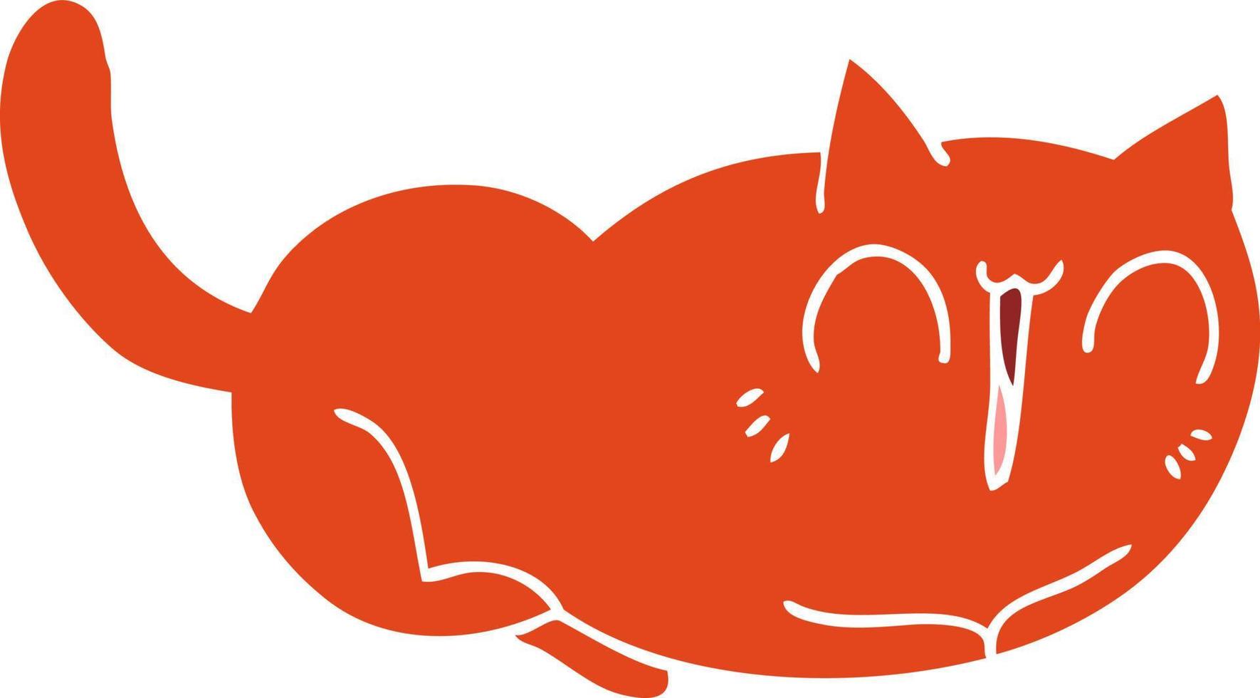 happy flat color style cartoon cat vector