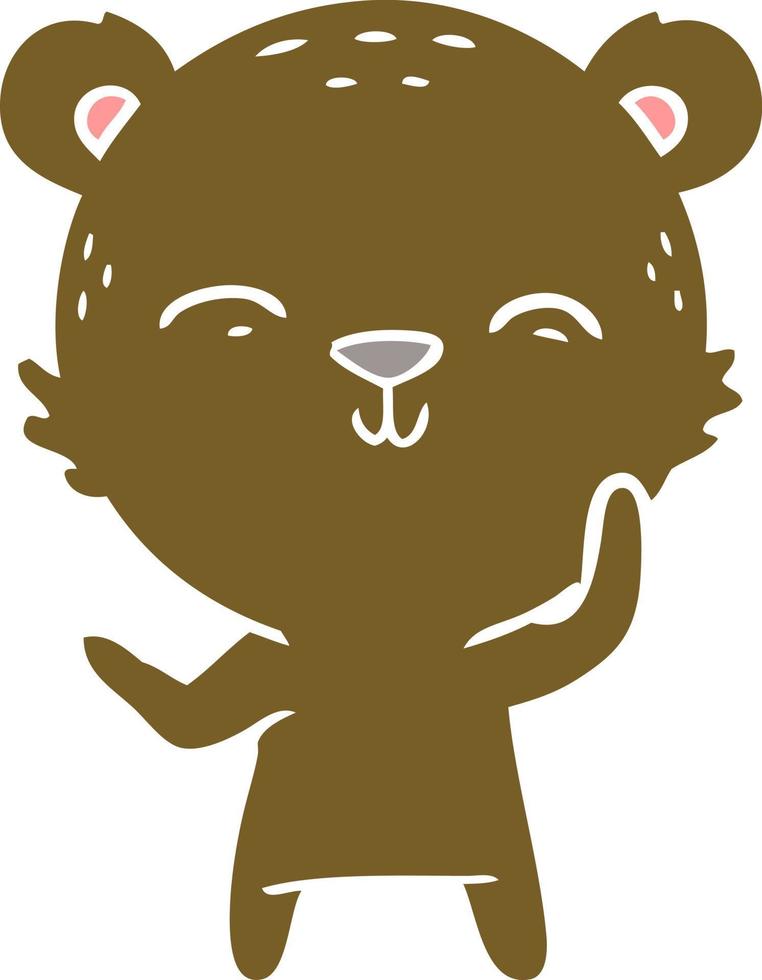 happy flat color style cartoon bear vector