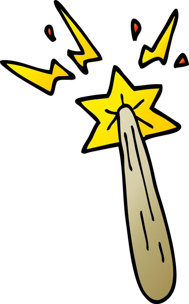 cartoon doodle magic wand vector