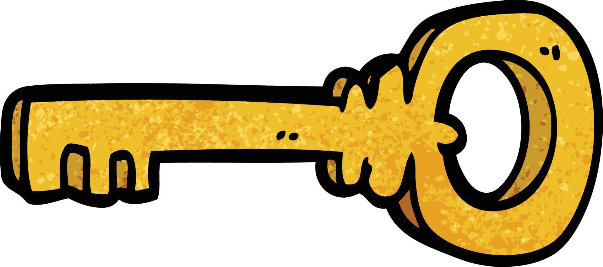 cartoon doodle gold key vector