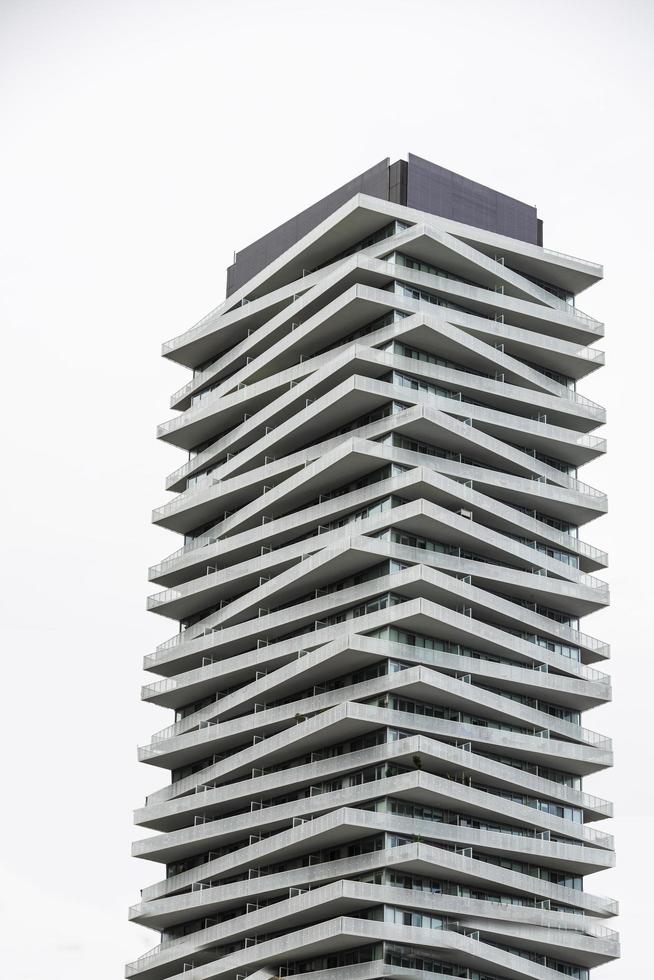 Interesting stacked architecture on a building photo