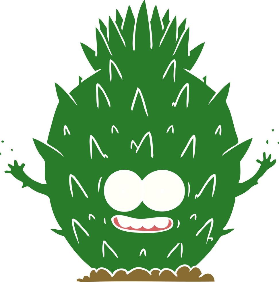 flat color style cartoon cactus vector