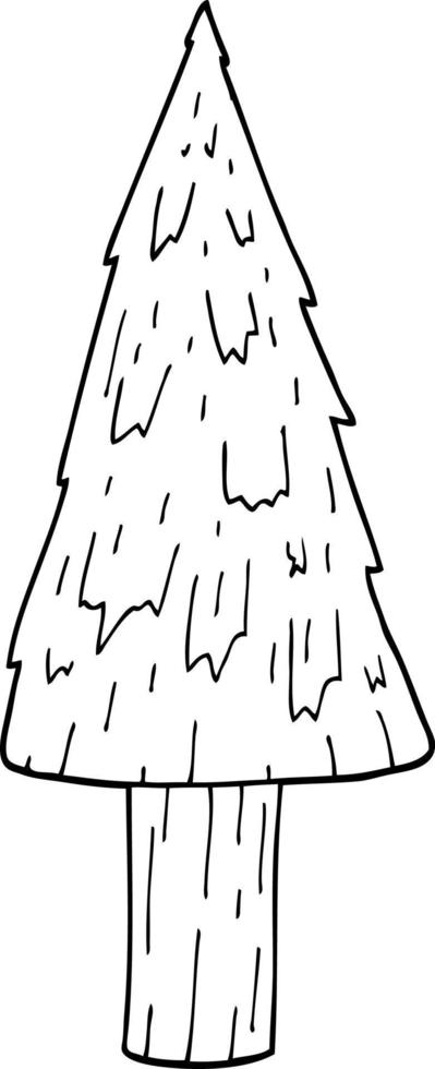 line drawing cartoon christmas tree vector