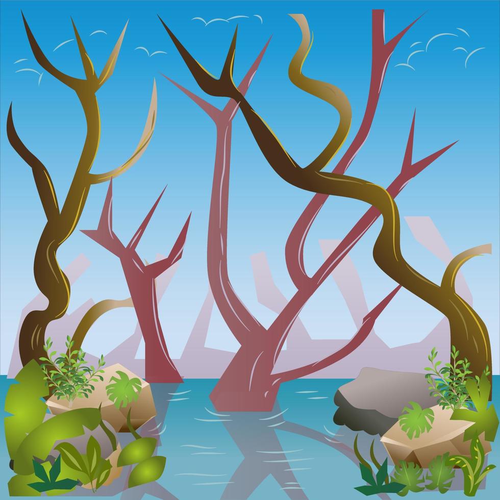 fondo de bosque hundido vector