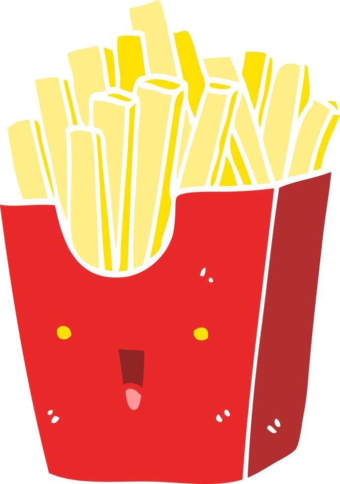 linda caja de dibujos animados de estilo de color plano de papas fritas vector