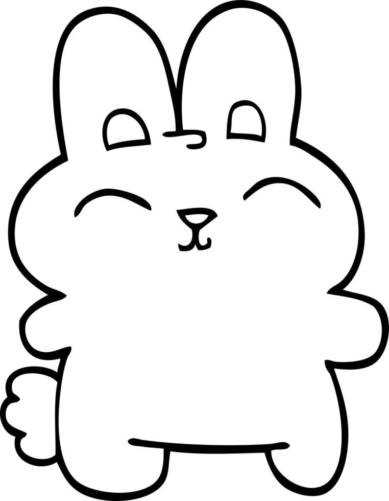 line drawing cartoon grey rabbit vector