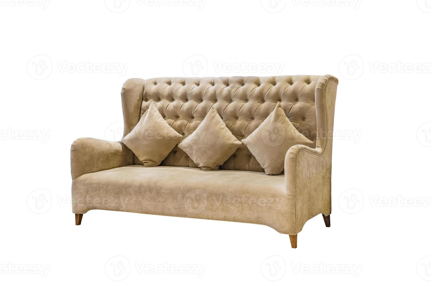Luxury velvet upholstered sofa. photo