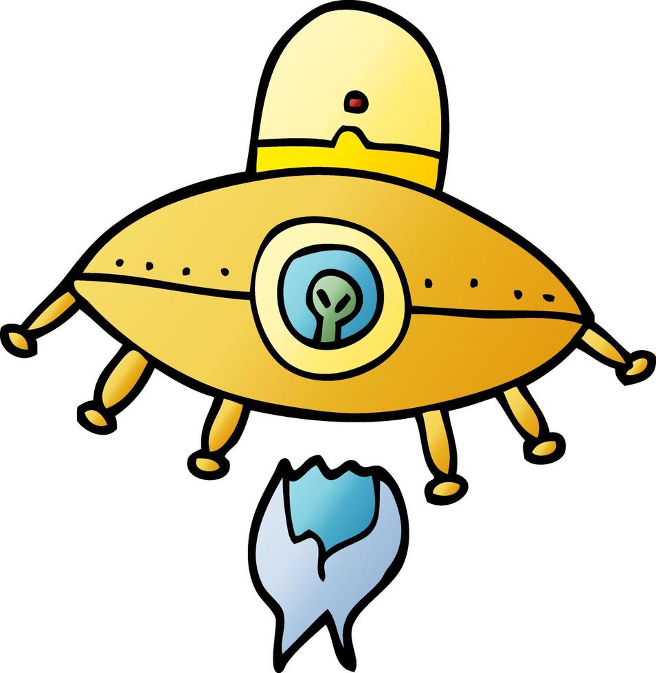 cartoon doodle alien spaceship vector