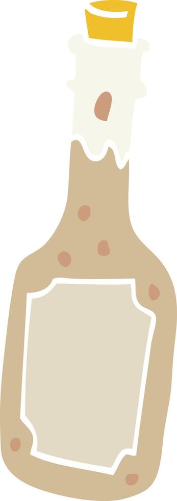 flat color style cartoon beer bottle vector