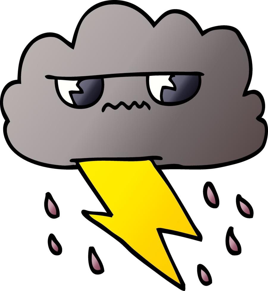 cartoon doodle angry storm cloud vector